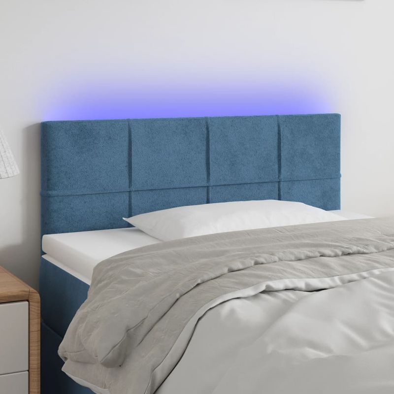 Testiera-a-LED-Blu-Scuro-100x5x78-88-cm-in-Velluto