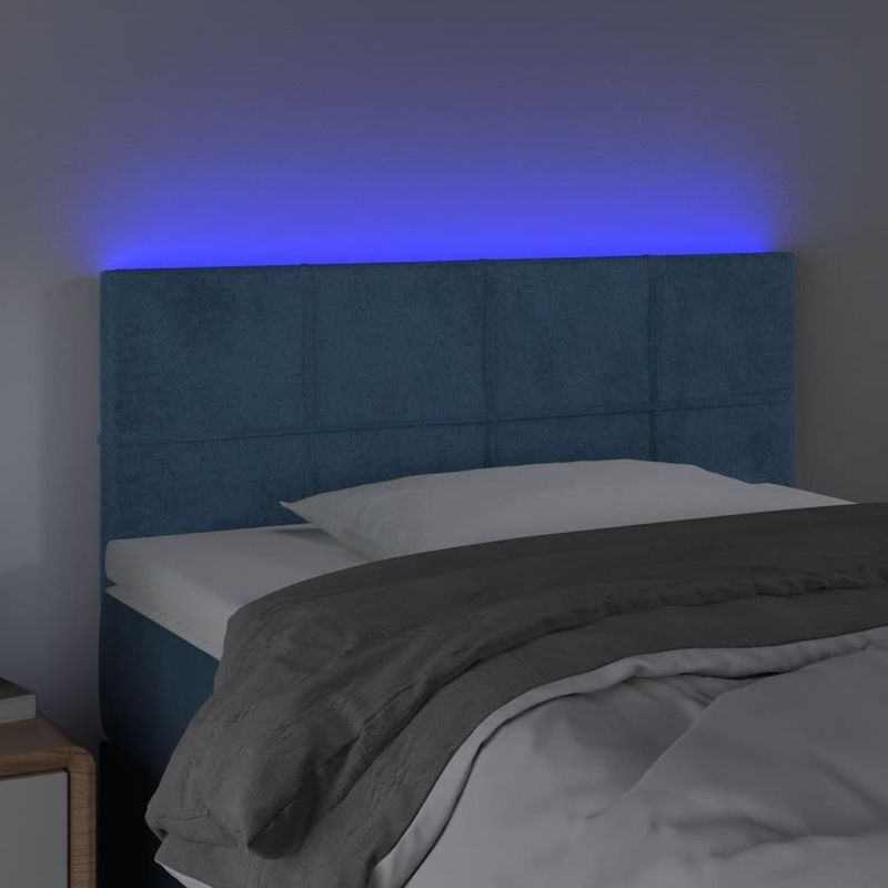 Testiera-a-LED-Blu-Scuro-100x5x78-88-cm-in-Velluto