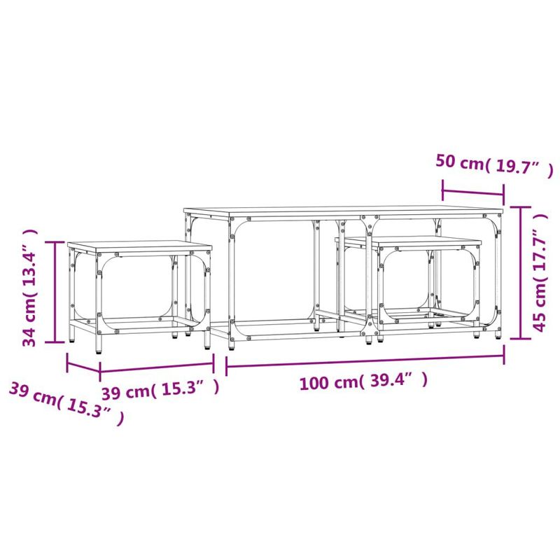 vidaXL-Tavolini-Impilabili-3-pz-Neri-in-Legno-Multistrato
