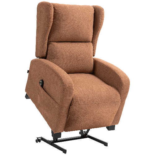 HOMCOM Poltrona Relax Alzapersona in Velluto con Schienale Reclinabile a 160° con Telecomando, Marrone Scuro