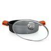 Casseruola-Bassa-Serie-Orbegozo-CBD-28-L---Alluminio-Pressofuso-Indeformabile---Manici-in-Silicone---Coperchio-in-Vetro