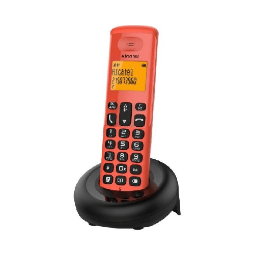 Alcatel-E160-Rosso-Telefono-Cordless-DECT-con-Blocco-Chiamate-Indesiderate-Ampio-Display-Retroilluminato-Arancione-di-Facile-Lettura-Suonerie-Classiche-e-Polifoniche