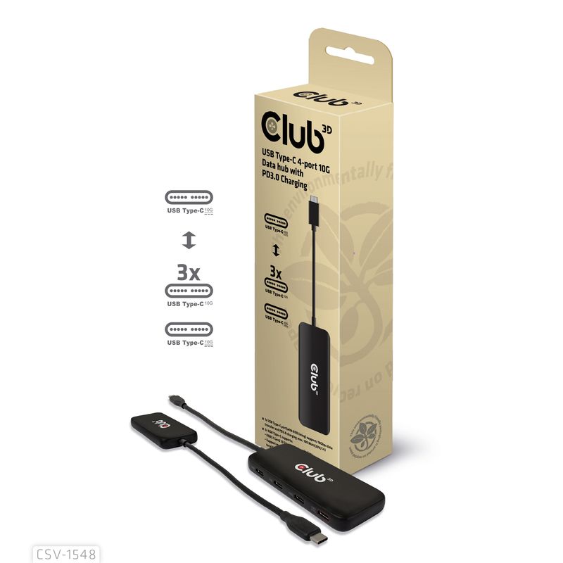 Club3D-Hub-Usb-Gen2-Type-C-A-4X-Usb-Type-C-10Gbps