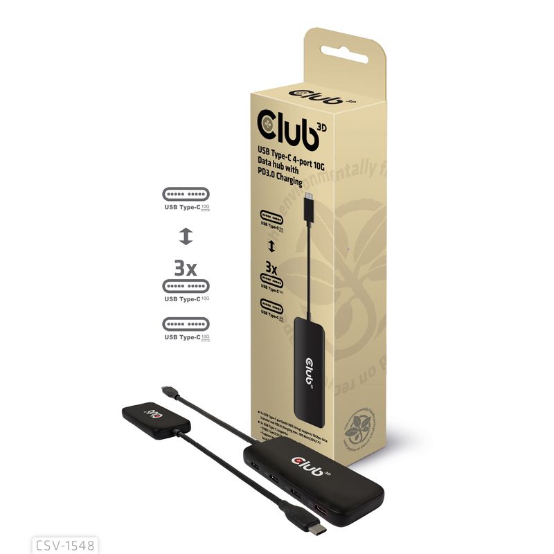 Club3D-Hub-Usb-Gen2-Type-C-A-4X-Usb-Type-C-10Gbps
