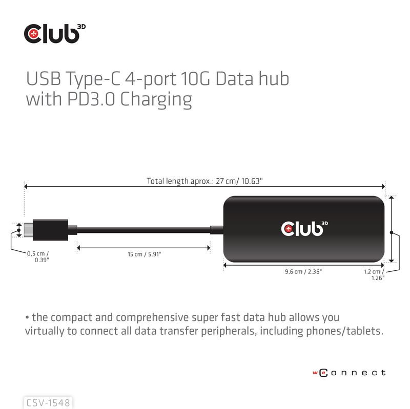 Club3D-Hub-Usb-Gen2-Type-C-A-4X-Usb-Type-C-10Gbps