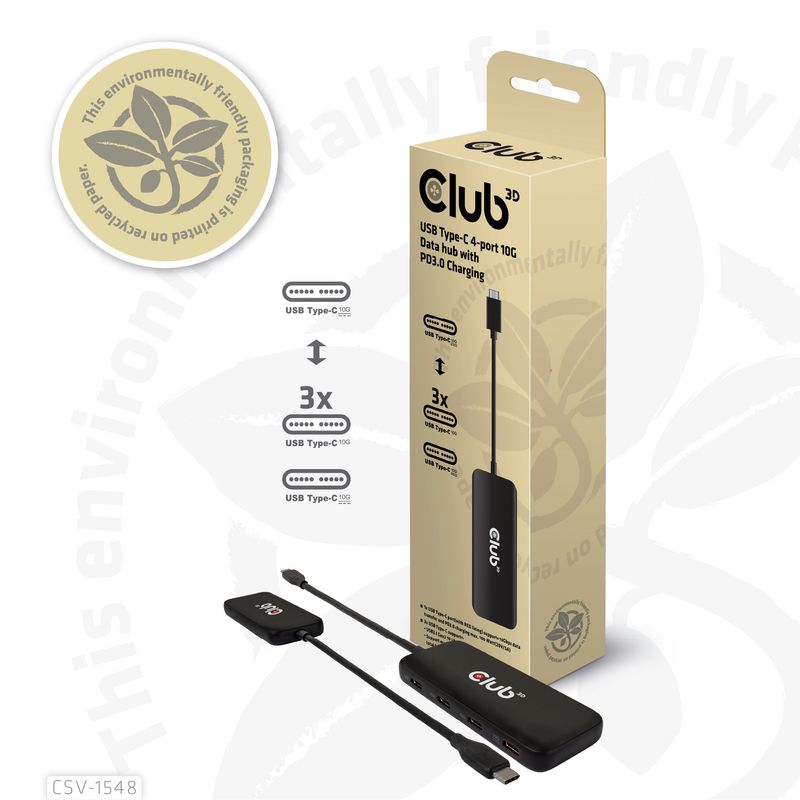 Club3D-Hub-Usb-Gen2-Type-C-A-4X-Usb-Type-C-10Gbps