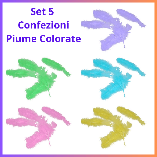Piume colorate set 5 confezioni decorazioni pasqua feste party piuma decorativa carnevale, halloween feste compleanno party