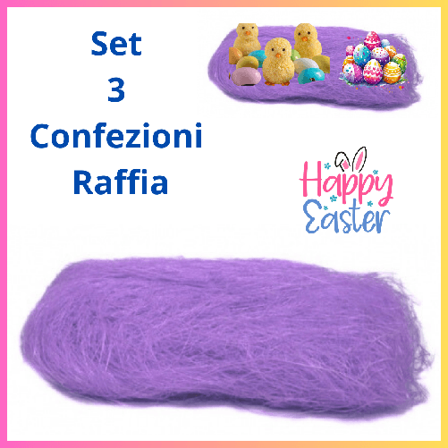 Rafia set 3 raffia colorata viola decorazioni pasqua casa paglia colorata cestini