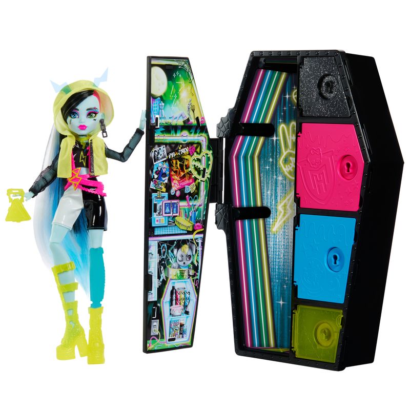 Mattel-Bambola-Monster-High-Clawdeen-Frankie-Stein-Segreti-da-Brivido-Neon-Frights