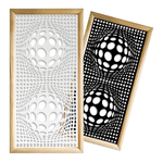 BALLS - Moduli Decorativi in Legno e PVC nero / 48x48 cm