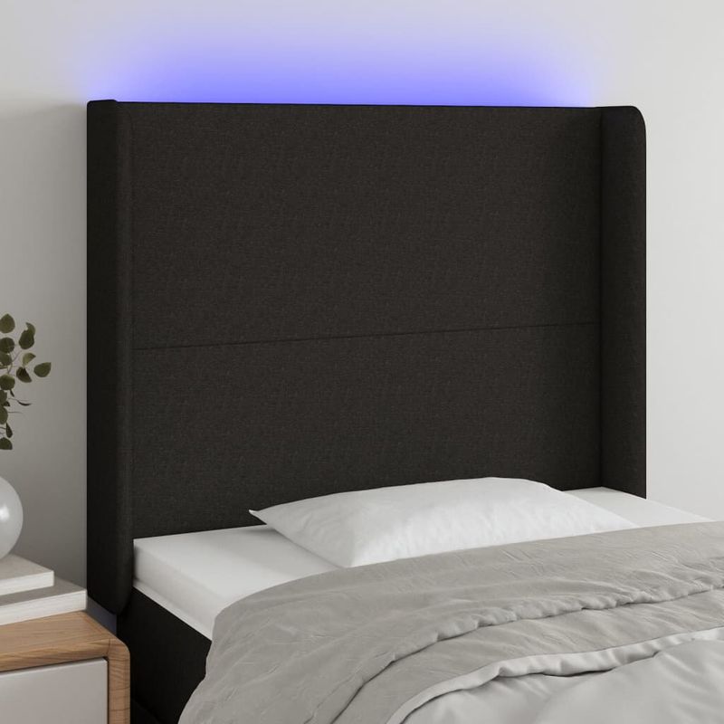 Testiera-a-LED-Nera-83x16x118-128-cm-in-Tessuto