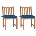 vidaXL-Sedie-da-Giardino-2-pz-con-Cuscini-in-Legno-Massello-di-Teak