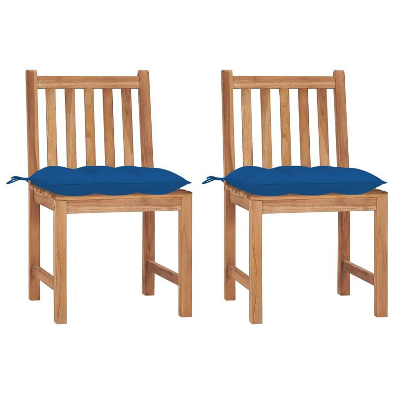 vidaXL-Sedie-da-Giardino-2-pz-con-Cuscini-in-Legno-Massello-di-Teak