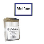 PRINTEX PACK 10 ROTOLI 600 ETICH. 26x19mm BIANCO PERM. CORNICE BLU Printex