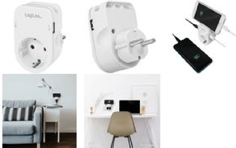 LogiLink Adapterstecker mit Smartphone-Ablageflche, wei - f¼r den Markt: D / NL / A / L - 1 St¼ck (PA0247)