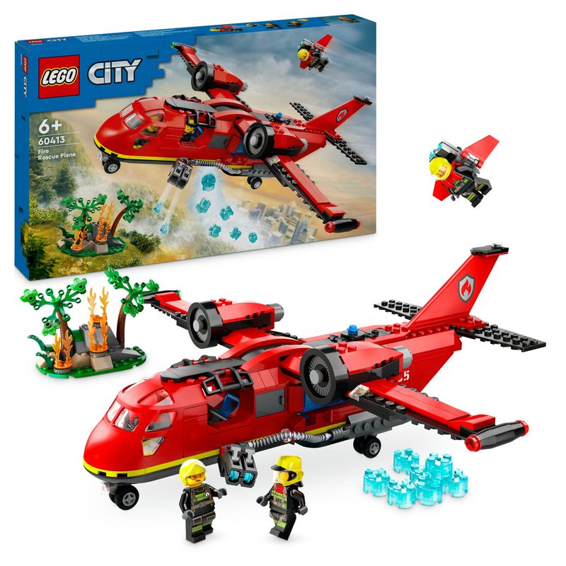 LEGO-City-60413-Aereo-Antincendio-Giocattolo-dei-Vigili-del-Fuoco-per-Bambini-di-6--Anni-con-3-Minifigure-dei-Pompieri