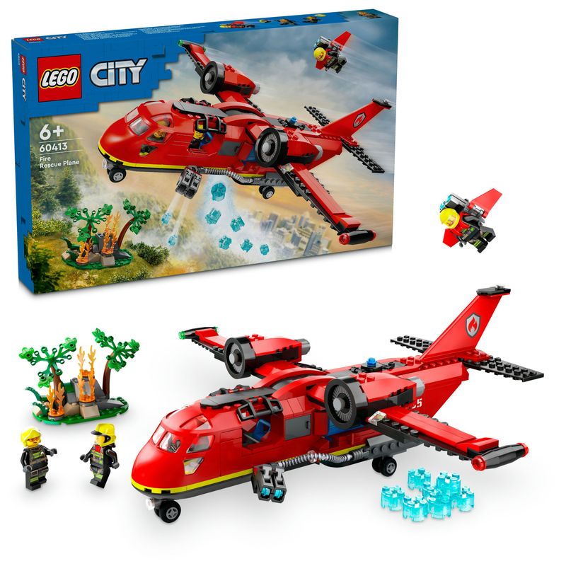 LEGO-City-60413-Aereo-Antincendio-Giocattolo-dei-Vigili-del-Fuoco-per-Bambini-di-6--Anni-con-3-Minifigure-dei-Pompieri