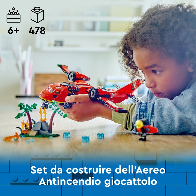 LEGO-City-60413-Aereo-Antincendio-Giocattolo-dei-Vigili-del-Fuoco-per-Bambini-di-6--Anni-con-3-Minifigure-dei-Pompieri