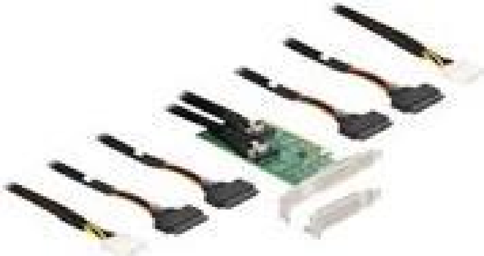 Delock  Diese PCI Express Karte von Delock erweitert den PC um vier SFF-8639 Anschl¼sse