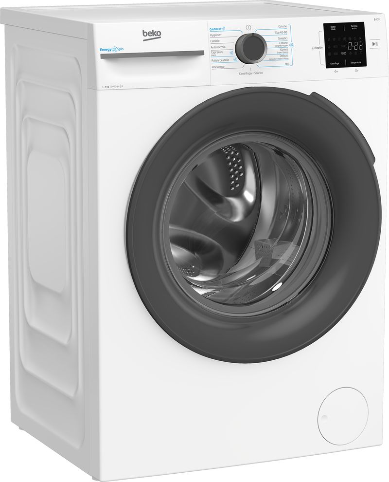 Beko-BMWU3941A-Lavatrice-9-Kg-Classe-A-Profondita--55-cm-Centrifuga-1400-giri-Inverter-Vapore-EnergySpin-colore-Bianco