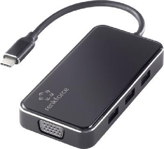Renkforce RF-HUB-230 6 Port USB-Kombi-Hub mit Aluminiumgehuse Schwarz (RF-4613076)