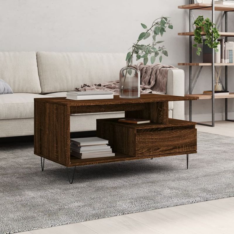 Tavolino-Salotto-Rovere-Marrone-90x49x45-cm-Legno-Multistrato