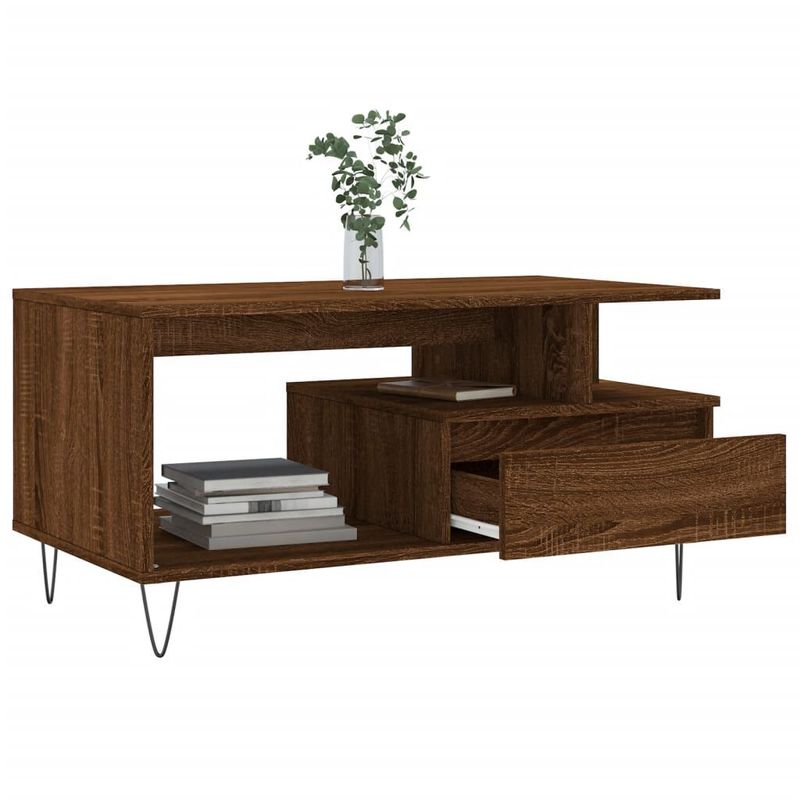 Tavolino-Salotto-Rovere-Marrone-90x49x45-cm-Legno-Multistrato