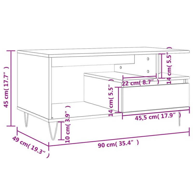 Tavolino-Salotto-Rovere-Marrone-90x49x45-cm-Legno-Multistrato