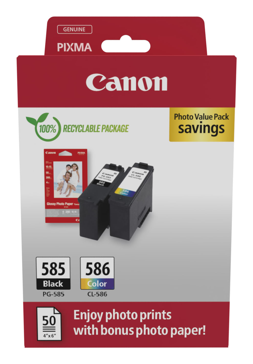 Canon PG-585/CL-586 PVP cartuccia d'inchiostro 2 pz Originale Nero, Ciano, Magenta, Giallo (Canon PG-585/CL-586 PHOTO VA