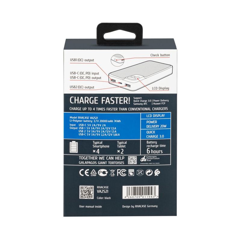 RIVACASE-Powerbank-VA2521-20000mAh-QC-PD-LCD-20W