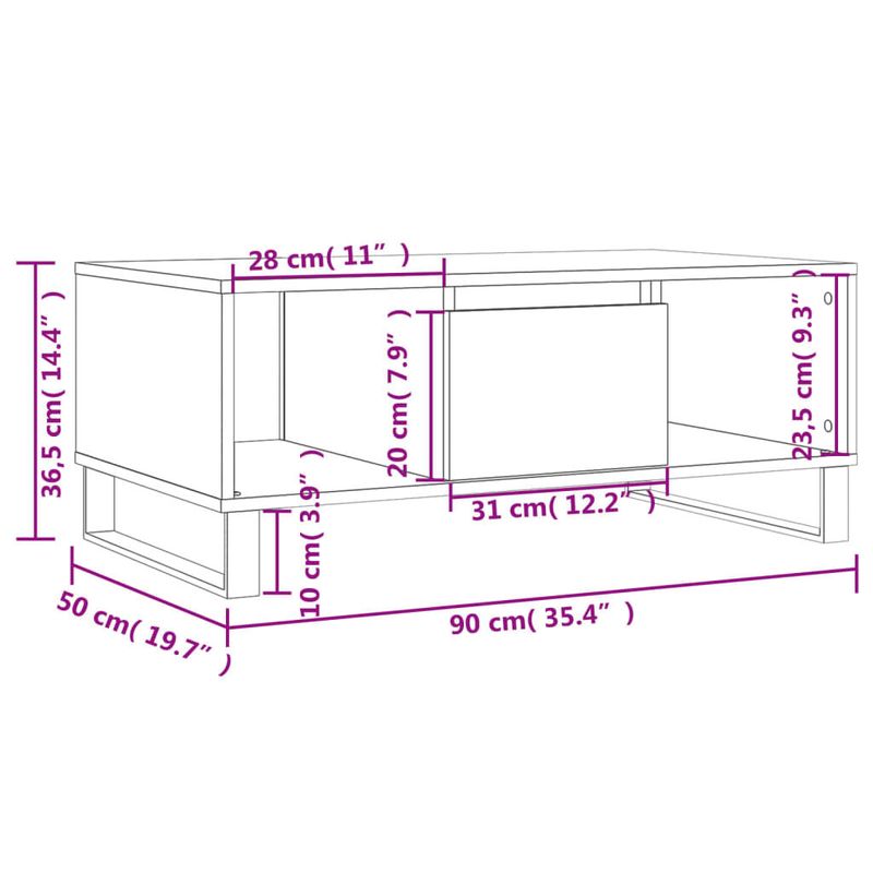 vidaXL-Tavolino-da-Salotto-Nero-90x50x365-cm-in-Legno-Multistrato