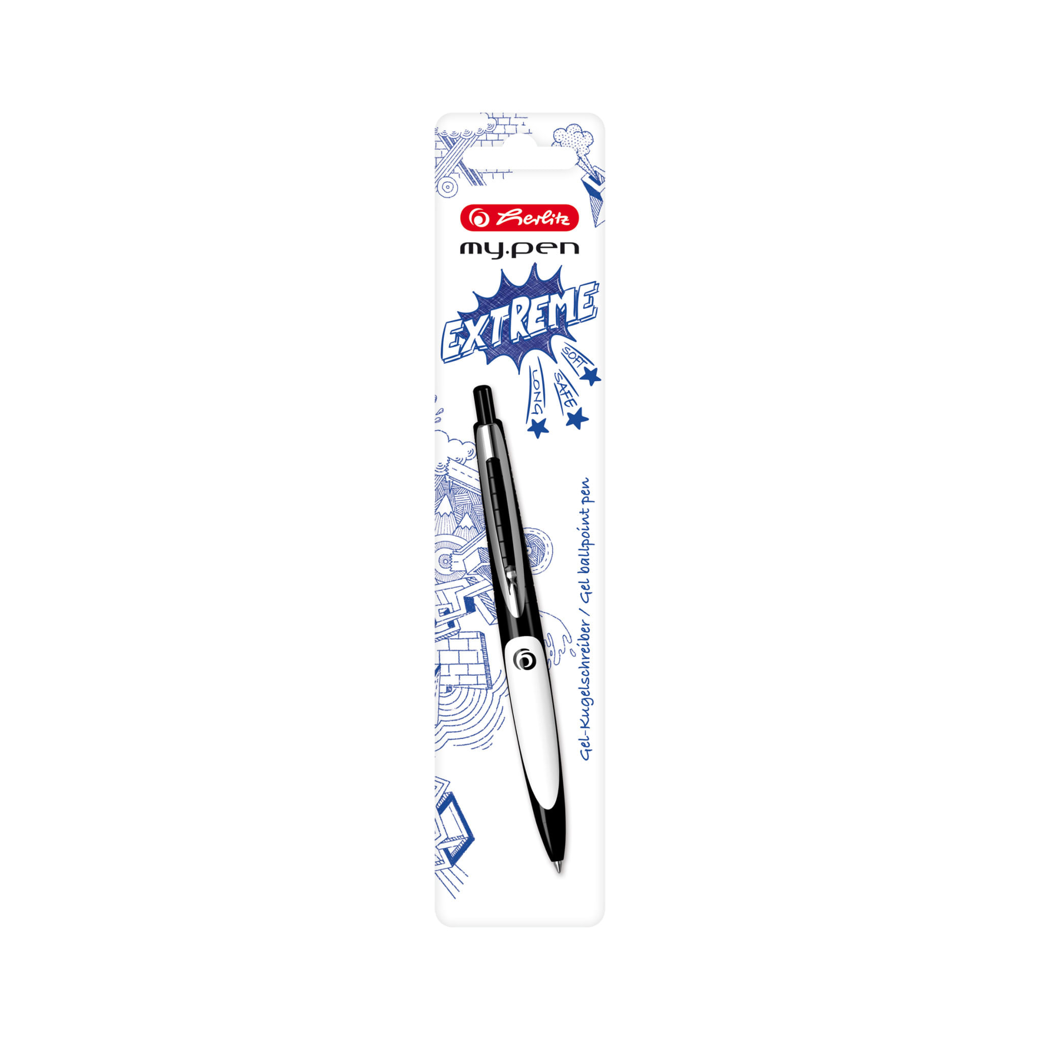 Herlitz penna a sfera Herlitz Herlitz My.Pen Gel-Ks nero/bianco 0,4 mm blu