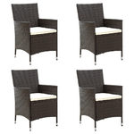 vidaXL-Sedie-da-Giardino-4-pz-con-Cuscini-in-Polyrattan-Marrone