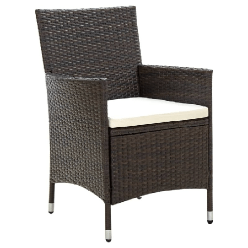 vidaXL-Sedie-da-Giardino-4-pz-con-Cuscini-in-Polyrattan-Marrone