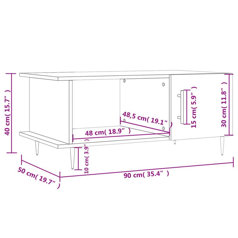 vidaXL-Tavolino-da-Salotto-Bianco-90x50x40-cm-in-Legno-Multistrato
