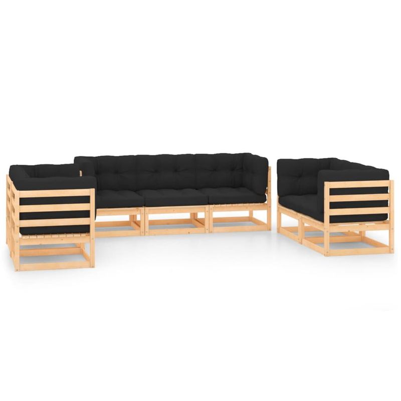 vidaXL-Set-Divani-da-Giardino-7-pz-con-Cuscini-Legno-Massello-di-Pino
