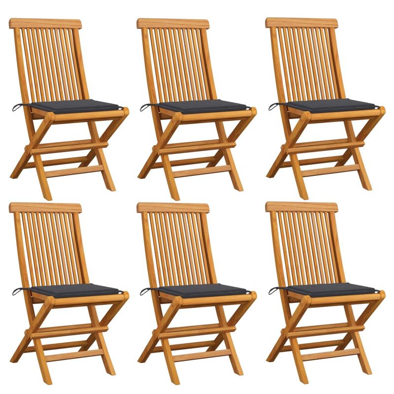 vidaXL-Sedie-da-Giardino-con-Cuscini-Antracite-8-pz-Massello-di-Teak