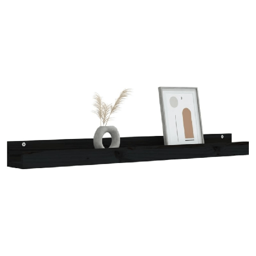 vidaXL-Mensole-da-Parete-2pz-Nero-110x12x9cm-in-Legno-Massello-di-Pino