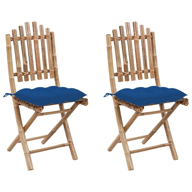 vidaXL-Sedie-da-Giardino-Pieghevoli-2-pz-con-Cuscini-in-Bambu