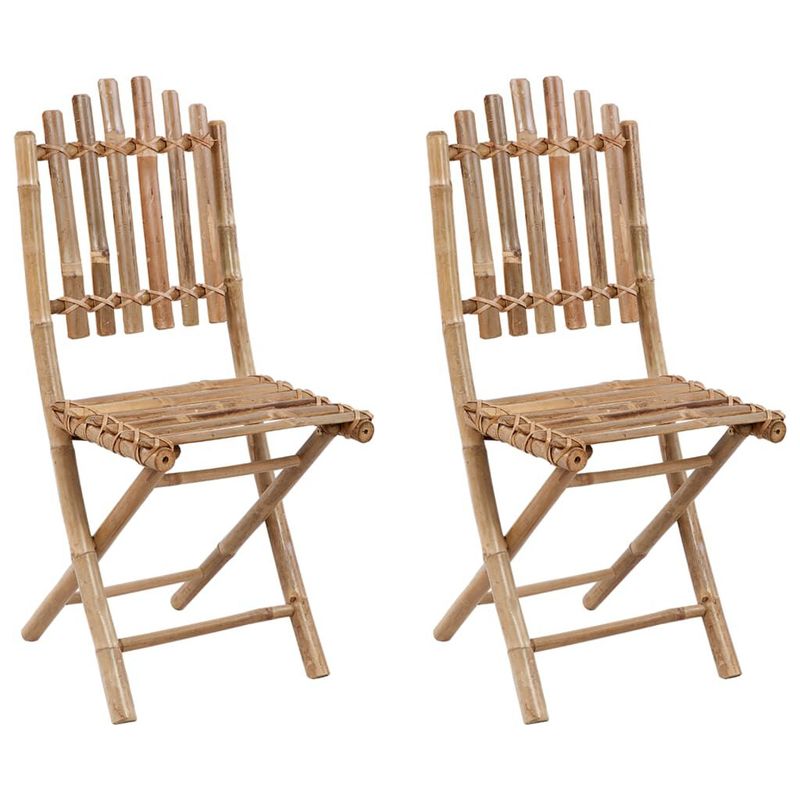 vidaXL-Sedie-da-Giardino-Pieghevoli-2-pz-con-Cuscini-in-Bambu
