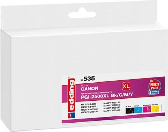 Edding cartucce per stampante edding EDD-535 nero, ciano, magenta, giallo compatibili con Canon PGI-2500 XL BK/C/M/Y