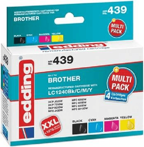 Edding cartucce per stampante edding EDD-439 nero, ciano, magenta, giallo compatibili con Brother LC-1240BK/C/M/Y