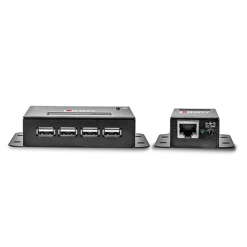 Lindy-42681-moltiplicatore-di-rete-Ricevitore-e-trasmettitore-di-rete-Nero--USB-2.0-Cat.5-Extender-50m---Power-over-RJ4