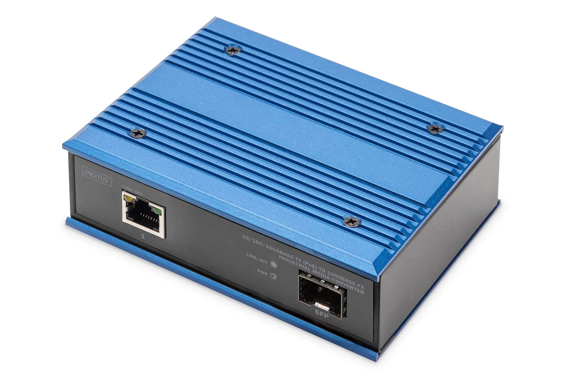 Digitus Convertitore multimediale industriale da 10/100/1000Base-TX (PoE) a 1000Base-FX