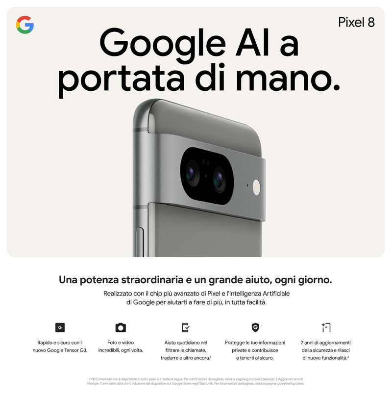 Google-Pixel-8--Smartphone-Android-Avanzato-con-Fotocamera-e-Batteria-Potente---Nero-Ossidiana-128GB