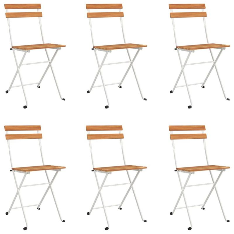 Sedie-Pieghevoli-da-Bistro-6-pz-Legno-Massello-Acacia-e-Acciaio