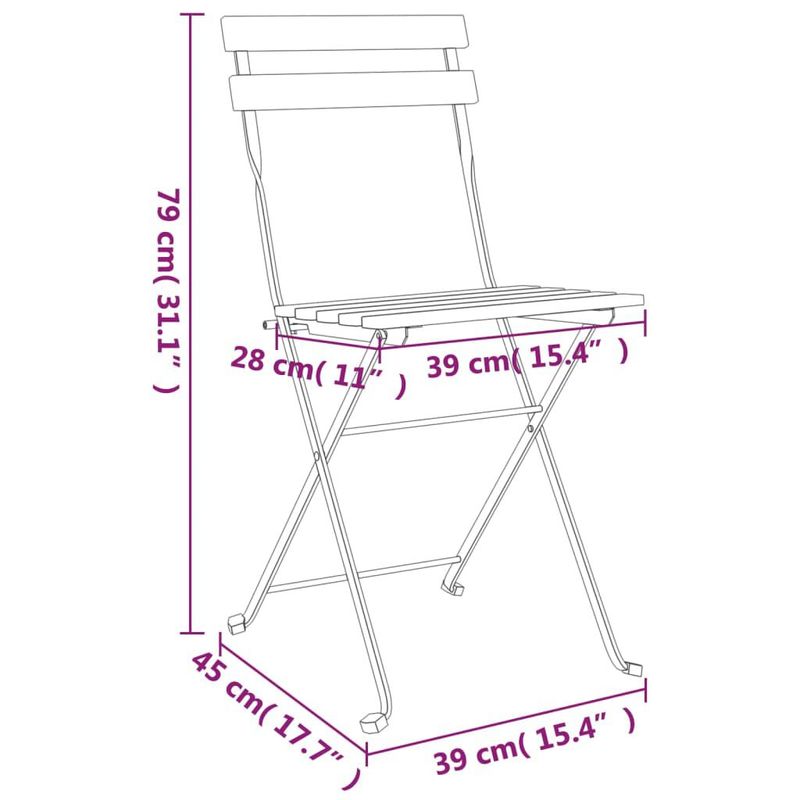 Sedie-Pieghevoli-da-Bistro-6-pz-Legno-Massello-Acacia-e-Acciaio