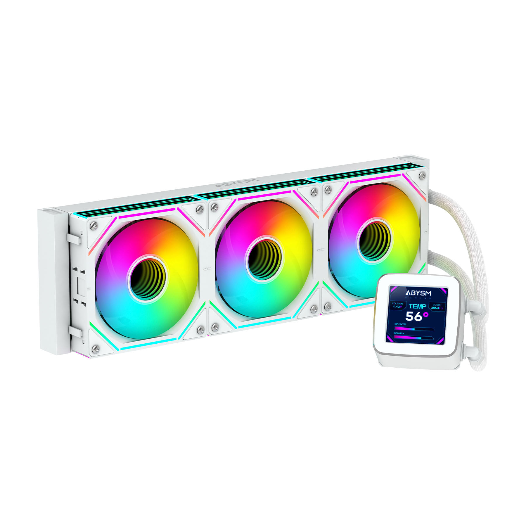 ABYSM Oceanic LCD 360 ARGB Processore Raffreddatore di liquidi tutto in uno 12 cm Bianco 1 pz