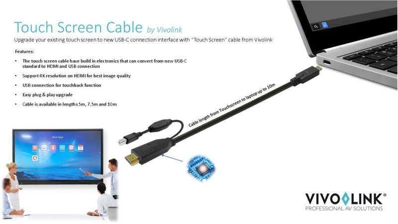 Vivolink-PROUSBCHDMIUSBB7.5-cavo-USB-75-m-USB-3.2-Gen-1--3.1-Gen-1--USB-C-Nero--Touchscreen-Cable-7.5m-Black---Warranty