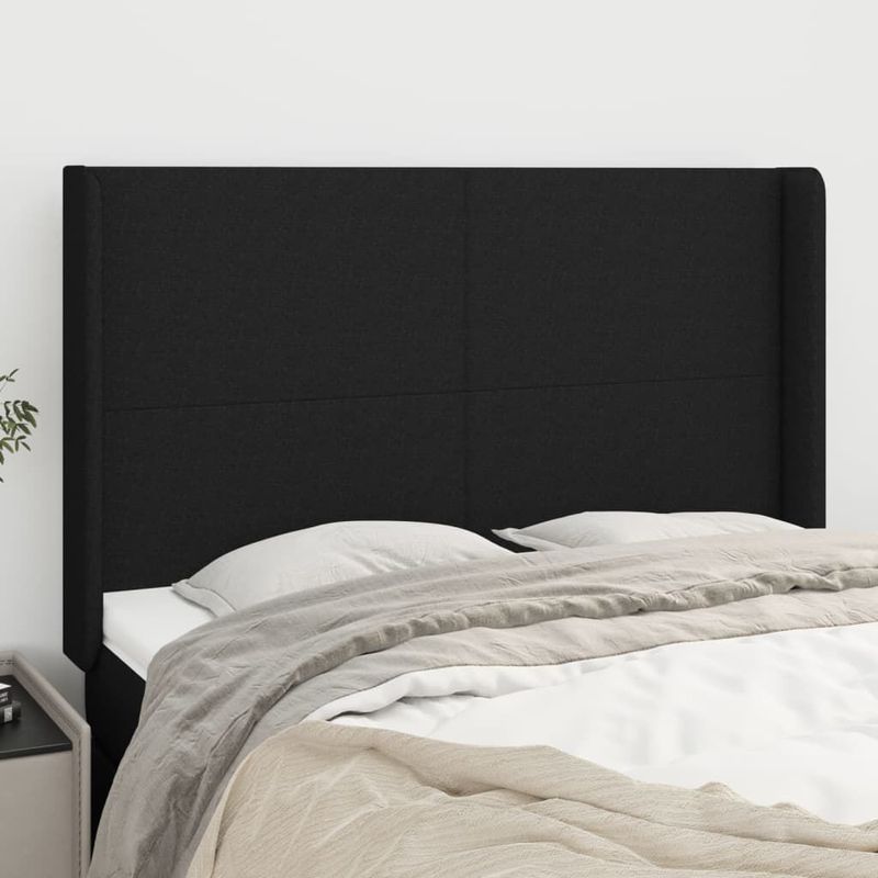 Testiera-ad-Orecchio-Nera-147x16x118-128-cm-in-Tessuto